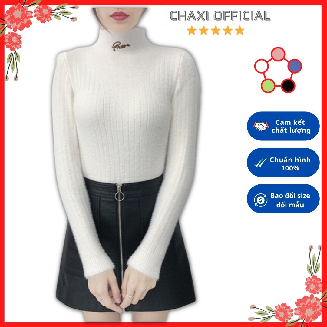 Áo len nữ basic ôm sát lông thỏ mềm mịn cổ 3 phân siêu xinh - Hàng Quảng Châu