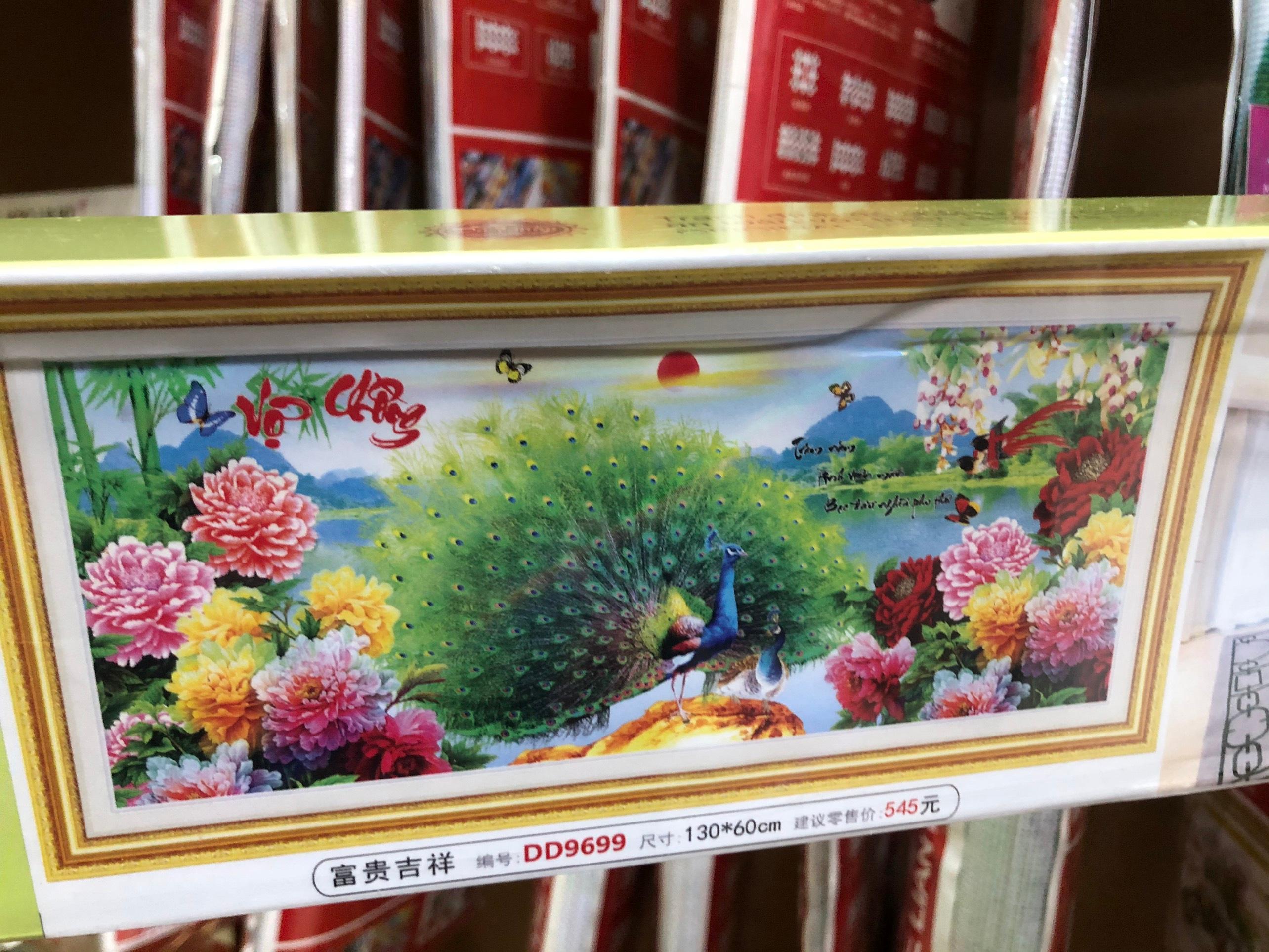 Tranh Đính Đá VỢ CHỒNG CÔNG TUYỆT ĐẸP . Kích Thước: 1m3 x 60cm