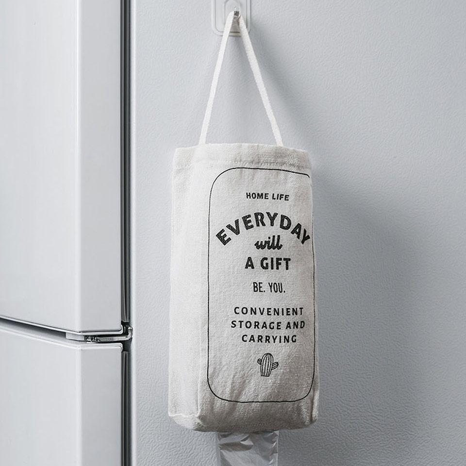 Wall Hanging Kitchen Garbage Bag Sstorage Rack Bathroom Plastic Bag Nordic style Cover Storage Bag