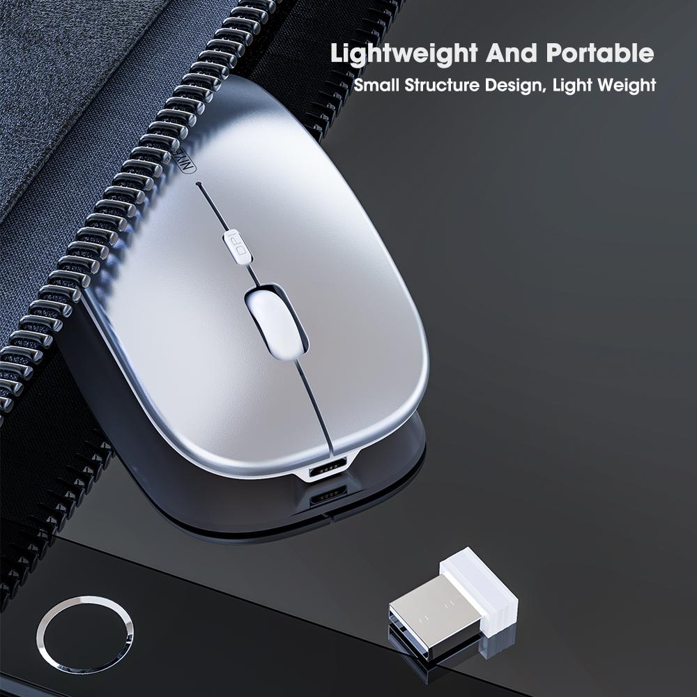 Chuột Không Dây Máy Tính Bluetooth Im Lặng PC Mause Sạc Ergonomic Mouse 2.4Ghz USB Chuột Quang Cho Laptop