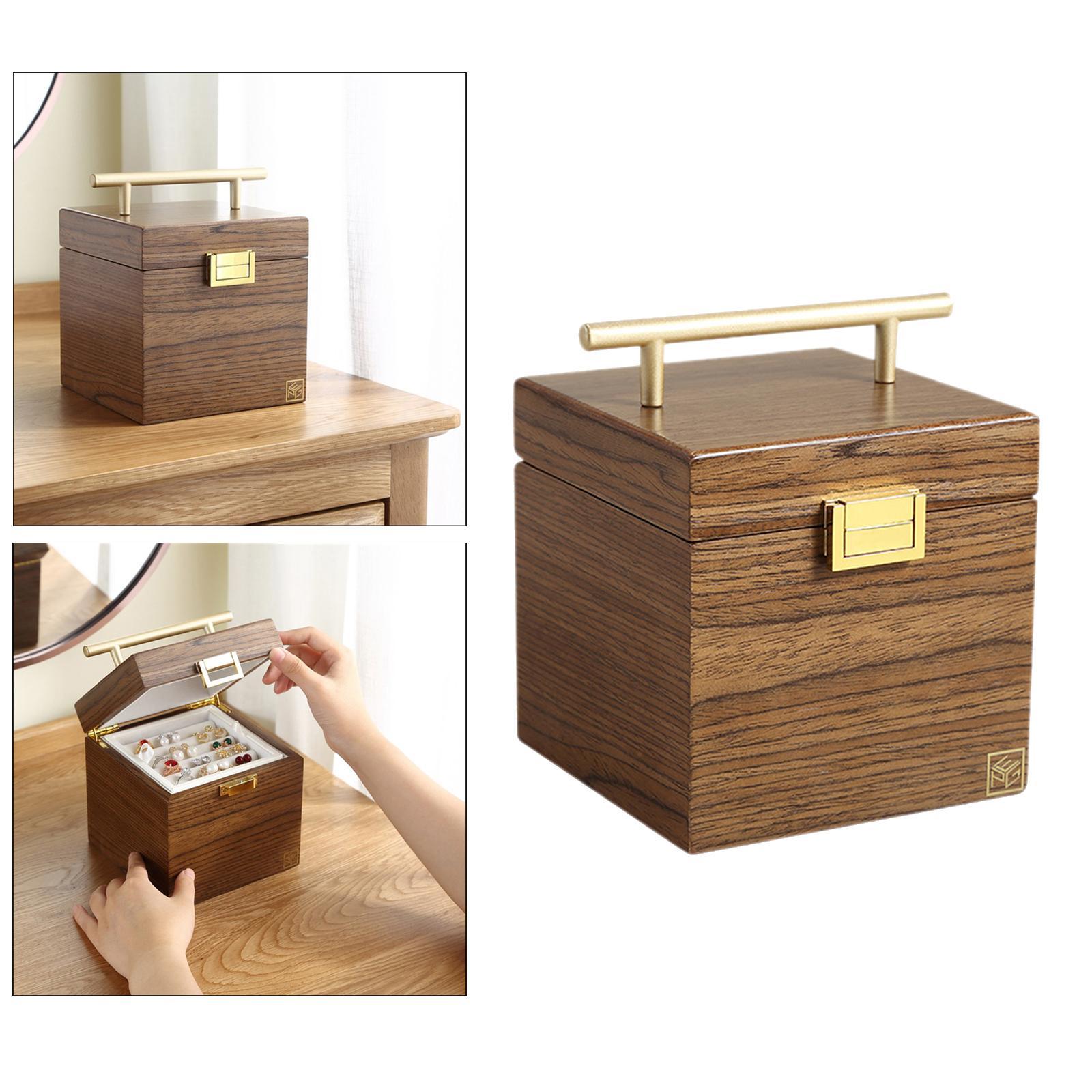 Wooden Jewelry Box Watches Rings Necklaces Case Holder Organizer for Women