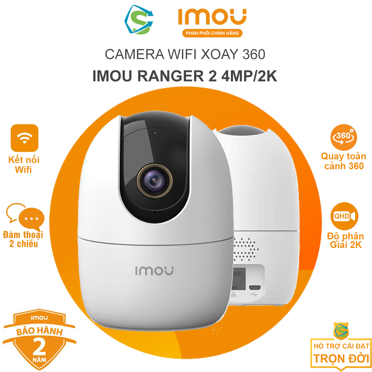 IMOU Camera Xoay 360, Camera wifi trong nhà IMOU AI Phát hiện người, đàm thoại 2 chiều, màng trập riêng tư 2MP/4MP - Hàng Chính Hãng