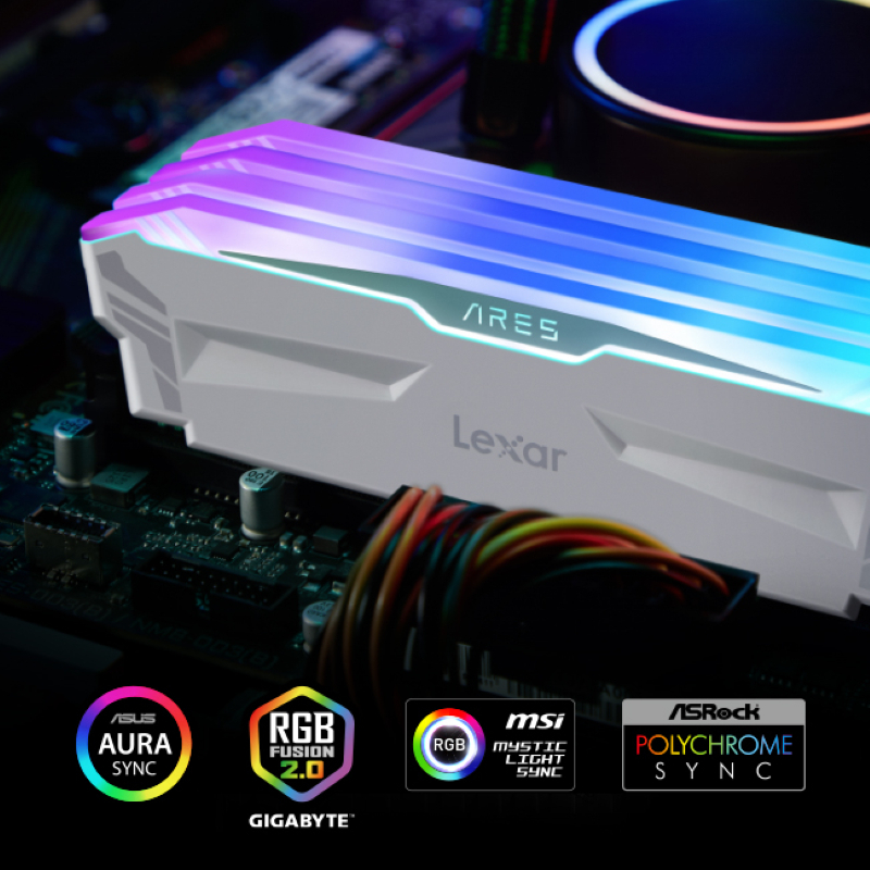 Ram máy tính 16GB/ 32GB Lexar ARES RGB DDR4 3600Mhz, Điều chỉnh RGB sống động, Bảo hành 5 năm - Hàng chính hãng