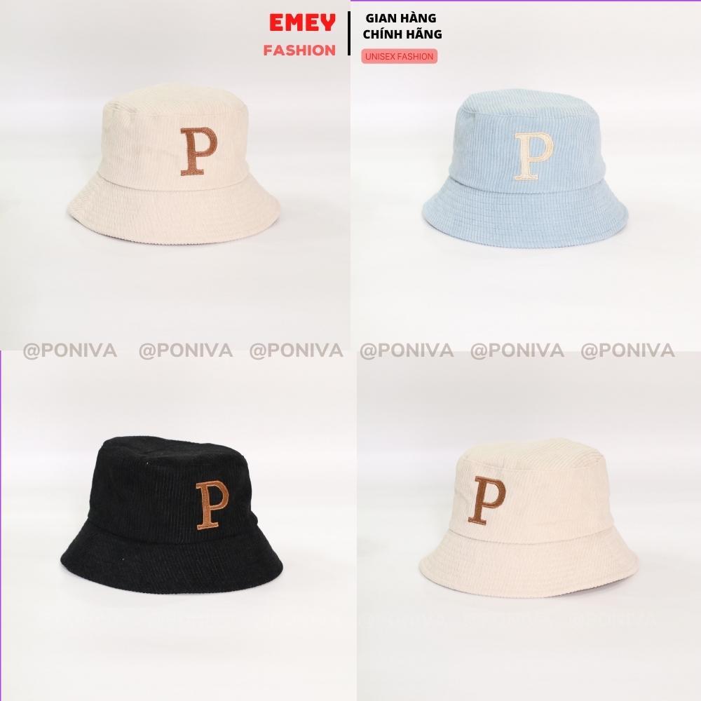 Mũ Bucket Vành Cụp ️ Nón Tai Bèo Thêu Chữ P Chất Nhung Tăm Cao Cấp Form Unisex Hot Trend 2022