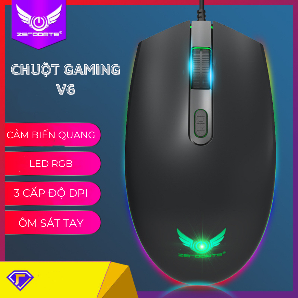 Chuột Máy Tính Gaming Có Dây V6 Zero LED Rgb, Độ Chính Xác Cao cho chơi game và làm việc văn phòng-Hàng Chính Hãng