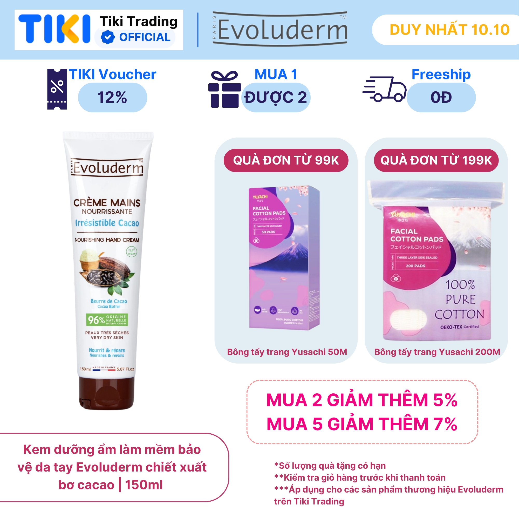 Kem dưỡng ẩm làm mềm bảo vệ da tay Evoluderm 150ml