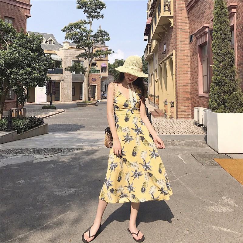 Đầm hoa quyến rũ-maxi-váy nữ-váy hoa