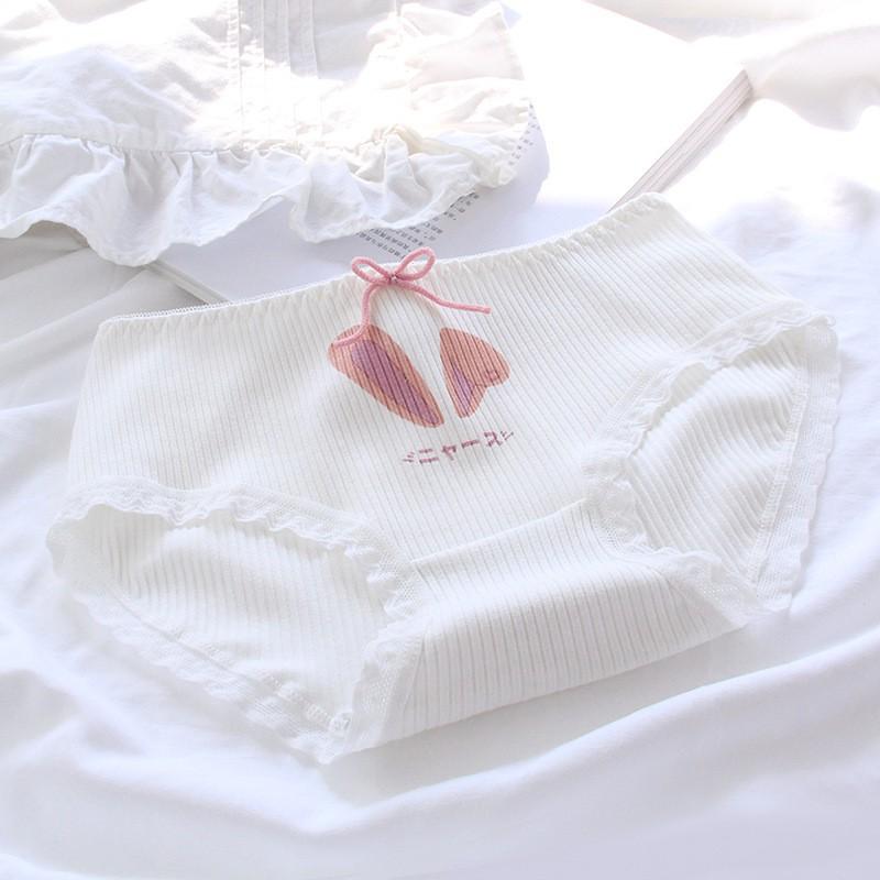 Quần Lót Nữ Cotton Siêu Co Dãn Chân Cún Nơ Hồng