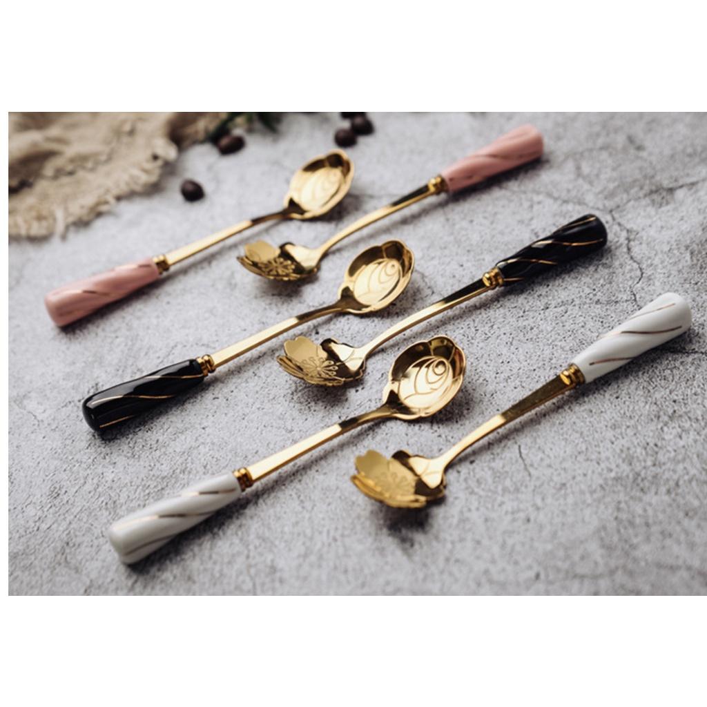 Thìa inox trà chiều hoa hồng chống gỉ