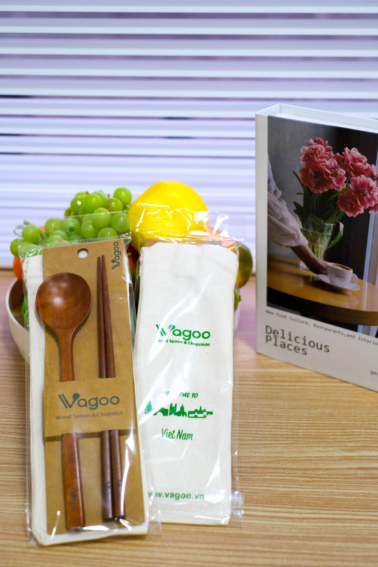 Bộ Đũa Muỗng Bằng Gỗ Nhãn Tự Nhiên - VAGOO - Làm Thủ Công Chống Thấm, Chống Ẩm Mốc, An Toàn Cho Sức Khoẻ