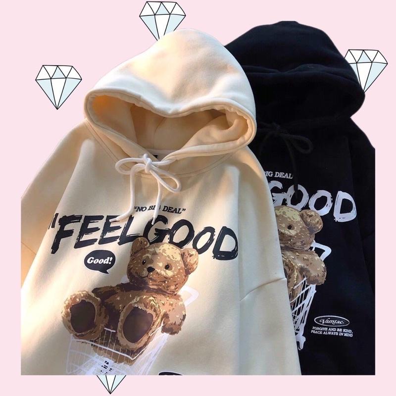 Áo Hoodie Nỉ Lót Bông form rộng Gấu Feel Good unisex