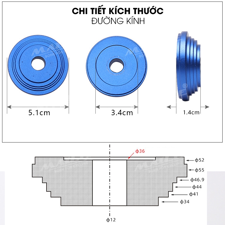 Dụng cụ tháo lắp bấm chén ép cổ xe đạp BB-2101, cho bát phốt, (Tool) ép cốt trục giữa trục đạp CNC  - Mai Lee