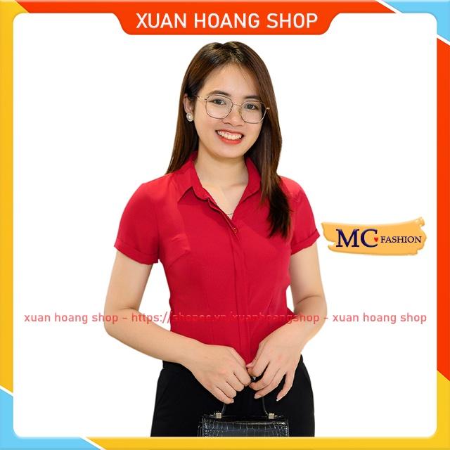 Áo Sơ Mi Nữ Công Sở Đẹp Mc Fashion Ngắn Cộc Tay, Màu Trắng, Đen, Đỏ, Hồng, Tím, Xanh Công Đoàn A688