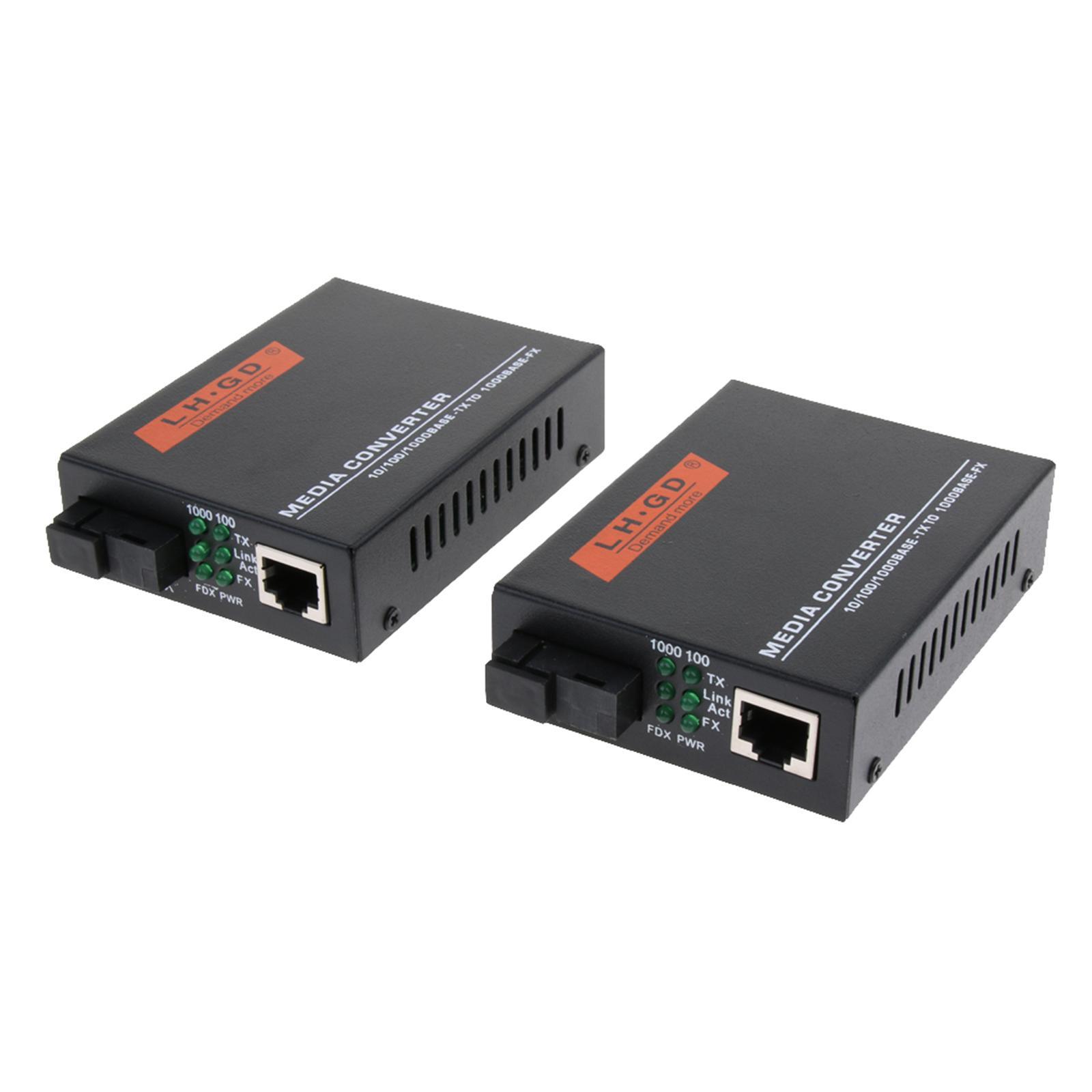 2pcs 1000M External Ethernet Media Converter Single Mode Fiber
