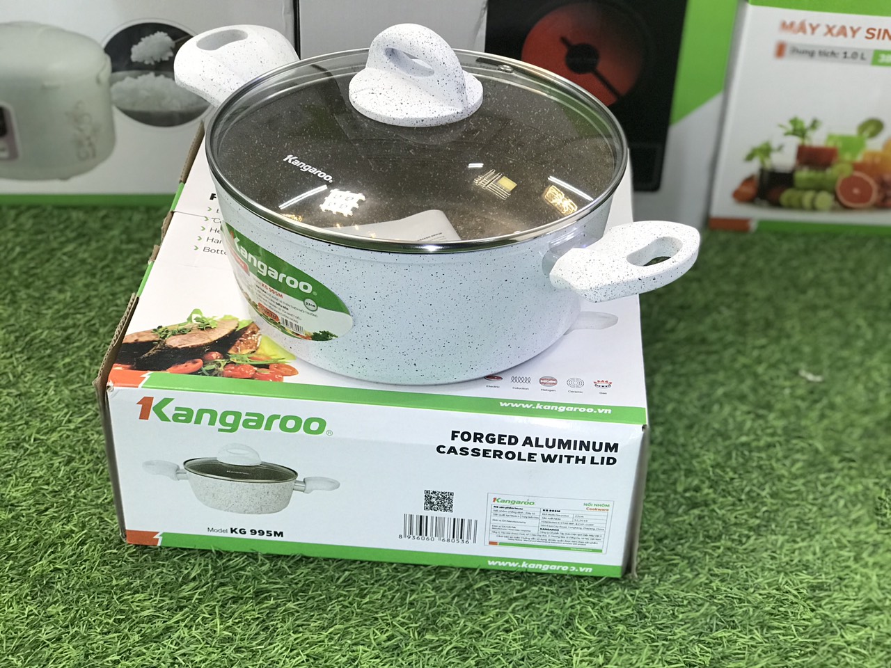 Nồi nhôm Kangaroo KG995M 22cm vân đá hoa cương chống dính siêu bền Hàng chính hãng