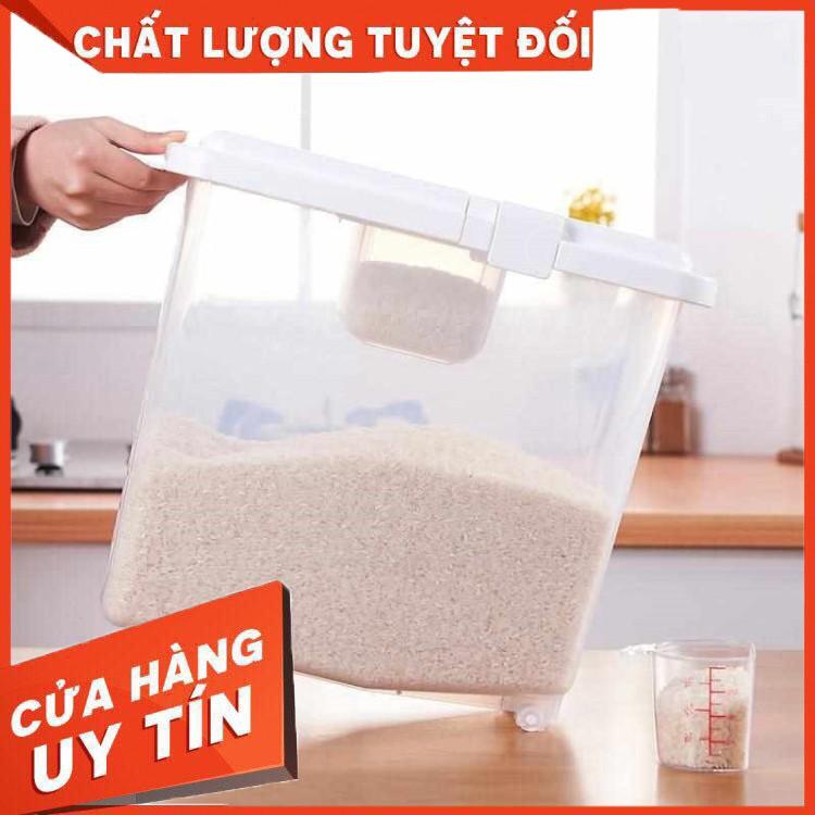 Thùng gạo 5kg nắp bật có bánh xe