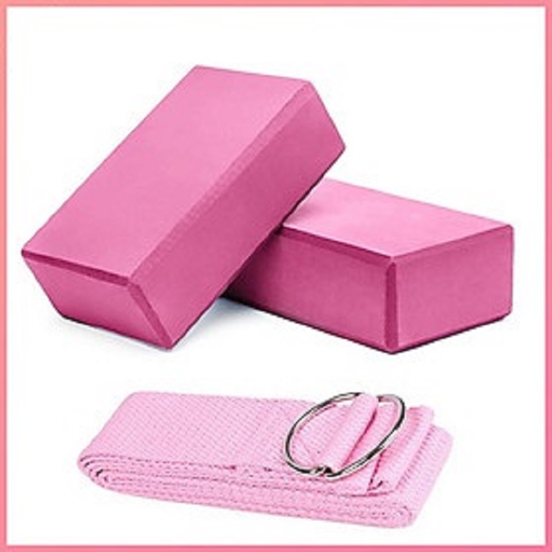 Combo 3 dụng cụ hỗ rợ tập Yoga : 2 gạch tập Yoga in hoa văn họa tiết Mandala+ 1 dây đai tập Yoga sợi cotton , gạch cứng cáp đàn hồi thấm hút chịu lực tốt