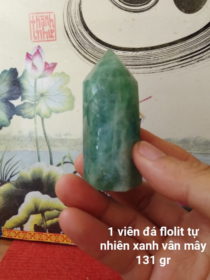 Trụ Đá Flourite Tự Nhiên Màu Xanh, Đá Thanh Tẩy Giúp Hỗ Trợ Reiki, Thiền Định, Sưu Tầm, Chặn Giấy (131 gr)