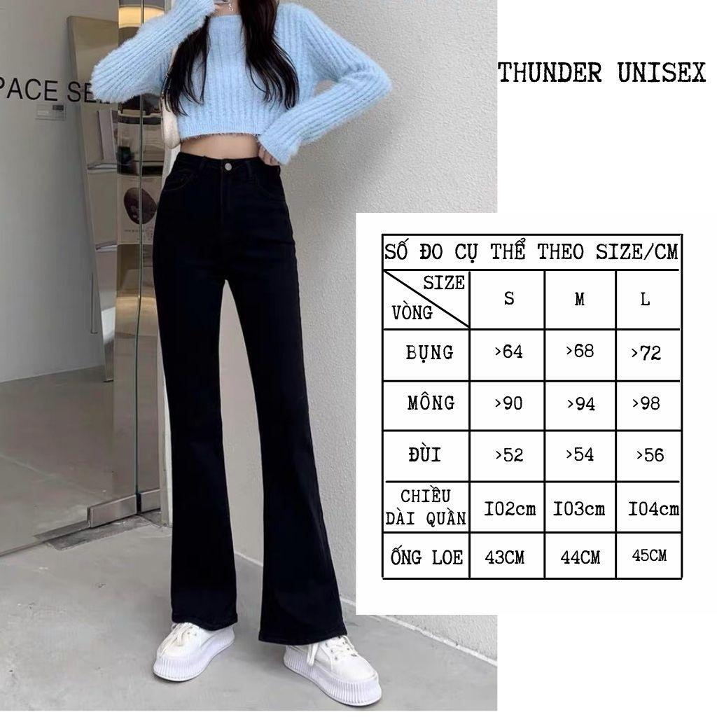 Quần Jean Nữ Ống Loe Lưng Cao Co Giãn 4 Chiều Cao Cấp Hack Dáng Cực Đỉnh Ulzzang Năng Động THUNDERUNISEX