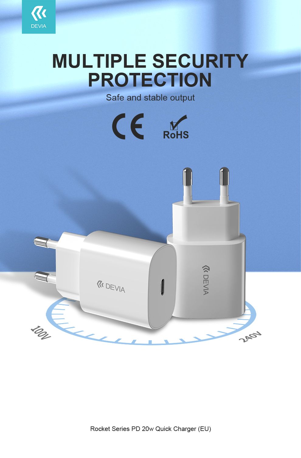 Củ sạc nhanh Devia Smart chuẩn EU- PD 20W- EA268 - hàng chính hãng