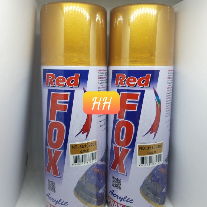 Sơn xịt màu nhũ vàng, màu vàng đồng - Red Fox #351 (#228) -Nhập khẩu Thái Lan