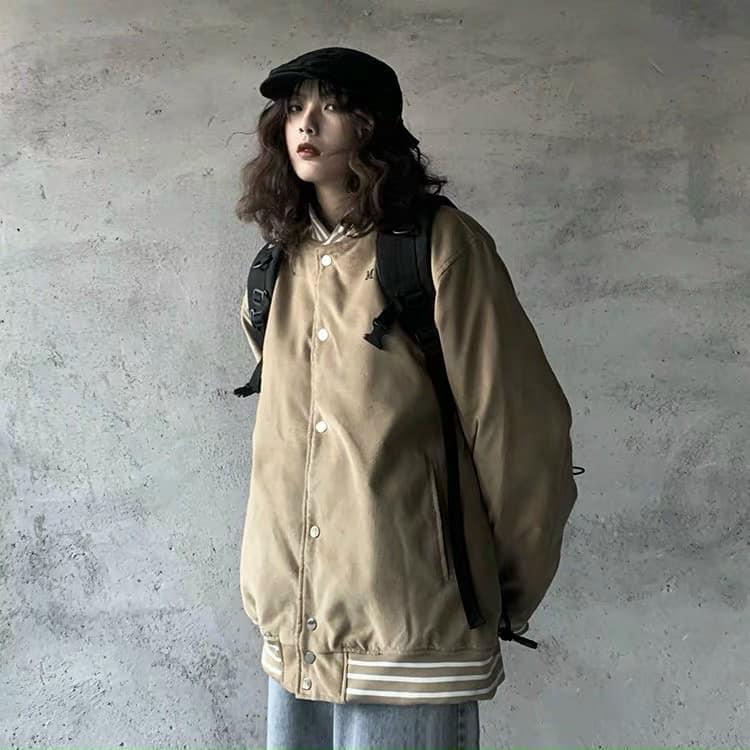 Áo Khoác Bomber Nỉ Bông Thêu M Form Unisex Nam Nữ Ulzzang