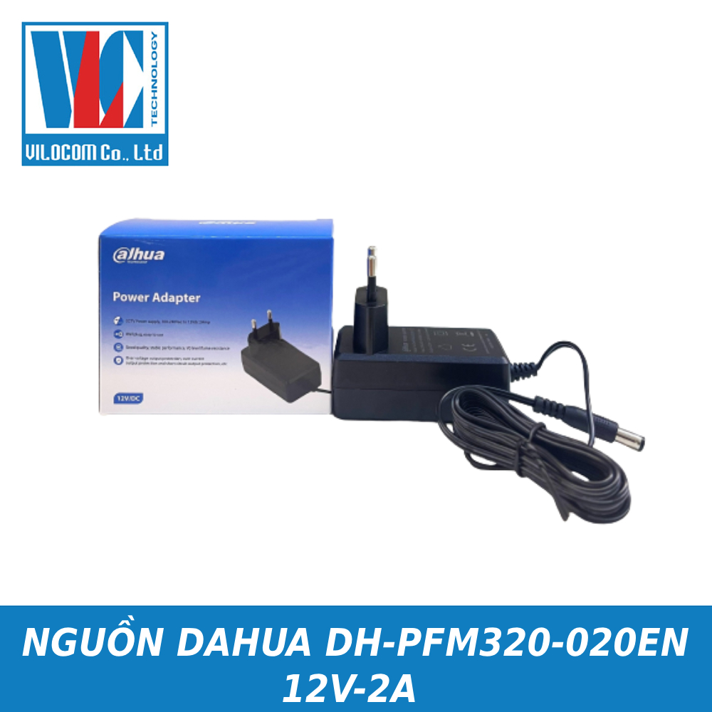 Nguồn Camera Dahua 12V-2A (DH-PFM320-020EN) Nguồn DC12V2A chuyên dụng camera - Hàng chính hãng