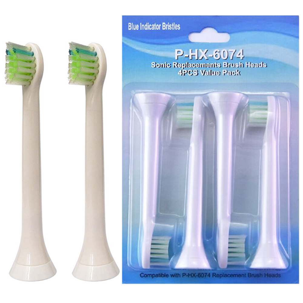 Cho máy Philips Sonicare, Bộ 4 đầu bàn chải đánh răng điện HX-6074, dòng máy HX3, HX6, HX7, HX8, HX9, R, FlexCare +, FlexCare, HealthyWhite, HydroClean, EasyClean, DiamondClean-Cho răng nhạy cảm, mát xa nướu lợi