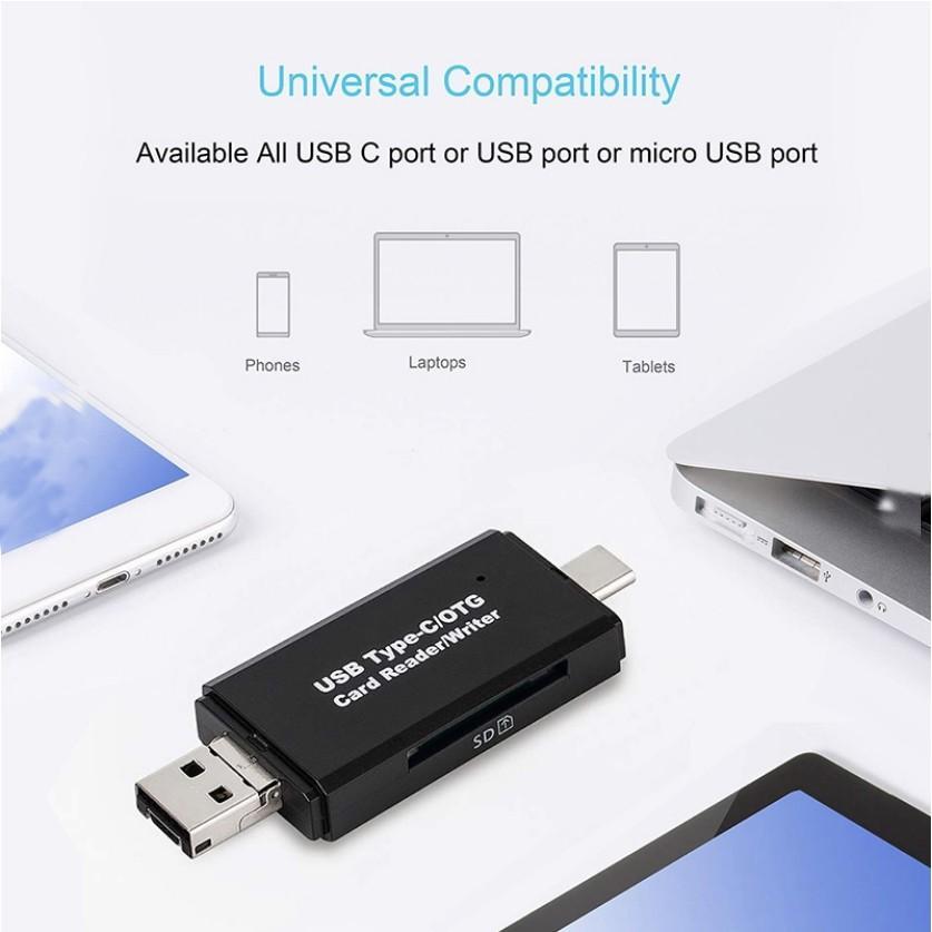 Đầu đọc thẻ SD GOOJODOQ 2 trong 1 chuyển đổi từ Micro USB OTG sang USB2.0