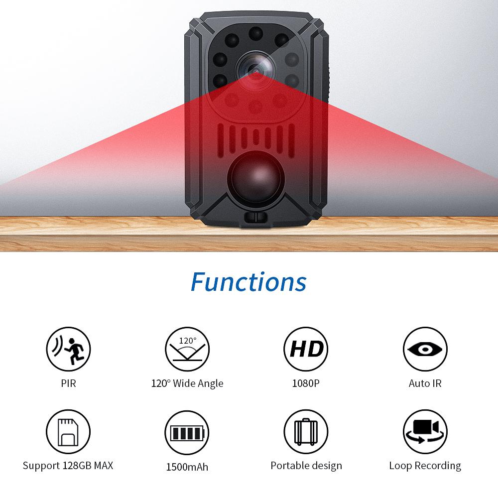 2022 Camera Mini Full HD 1080P Máy Quay Ban Đêm Micro Camares Sport DV Video Túi Nhỏ Cam PIR Cho Cuộc Họp Làm Việc Tại Nhà