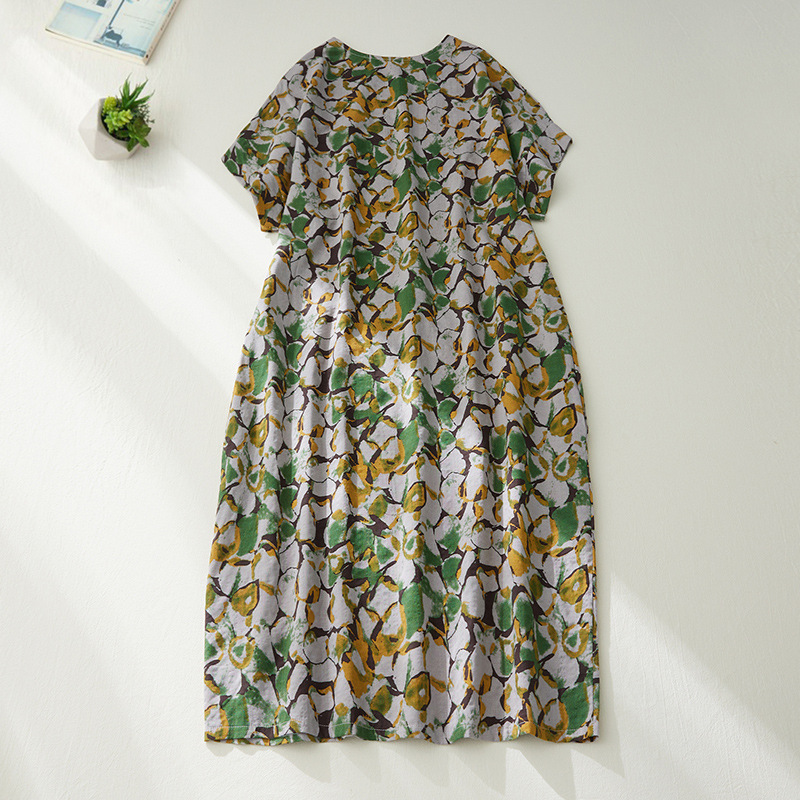Đầm suông dáng dài hoạ tiết hoa nhí siêu đẹp- Đầm suông linen form rộng che khuyết điểm Đũi Việt