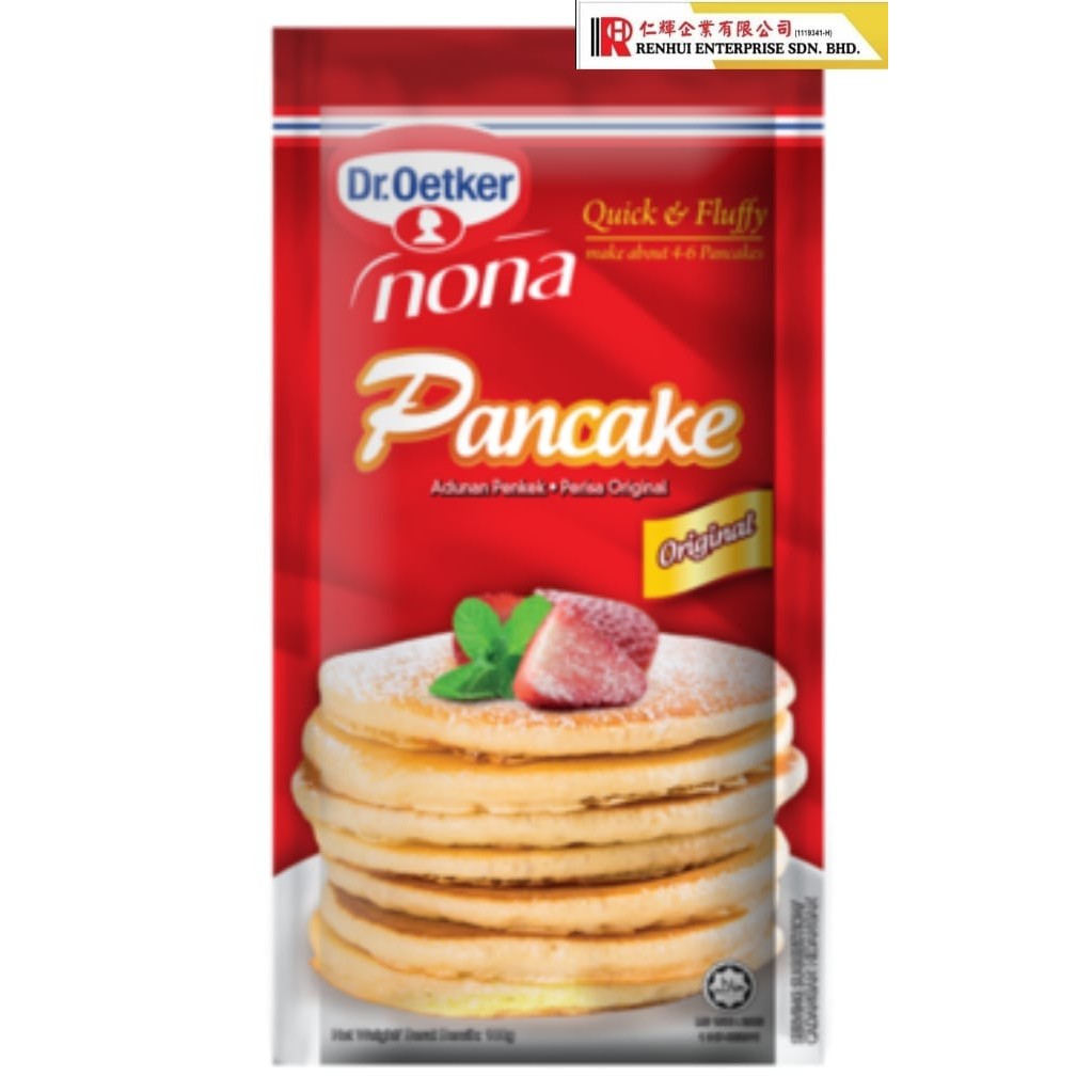 COMBO 1 Hộp Bột Làm Bánh Rán (Pancake) Pha Sẵn Dr. Oetker 100g + 1 Lon Đào Ngâm Đường Pavlides 820g