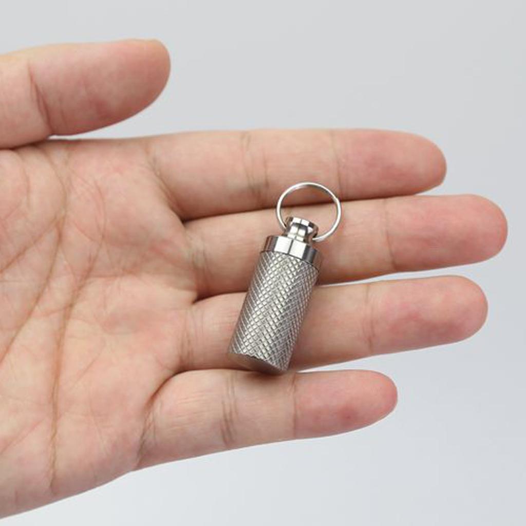Portable Pill Case, Titanium Waterproof Pill Box Dispenser Keychain for Vitamins Tablets Capsules Storage Organizer Bottle