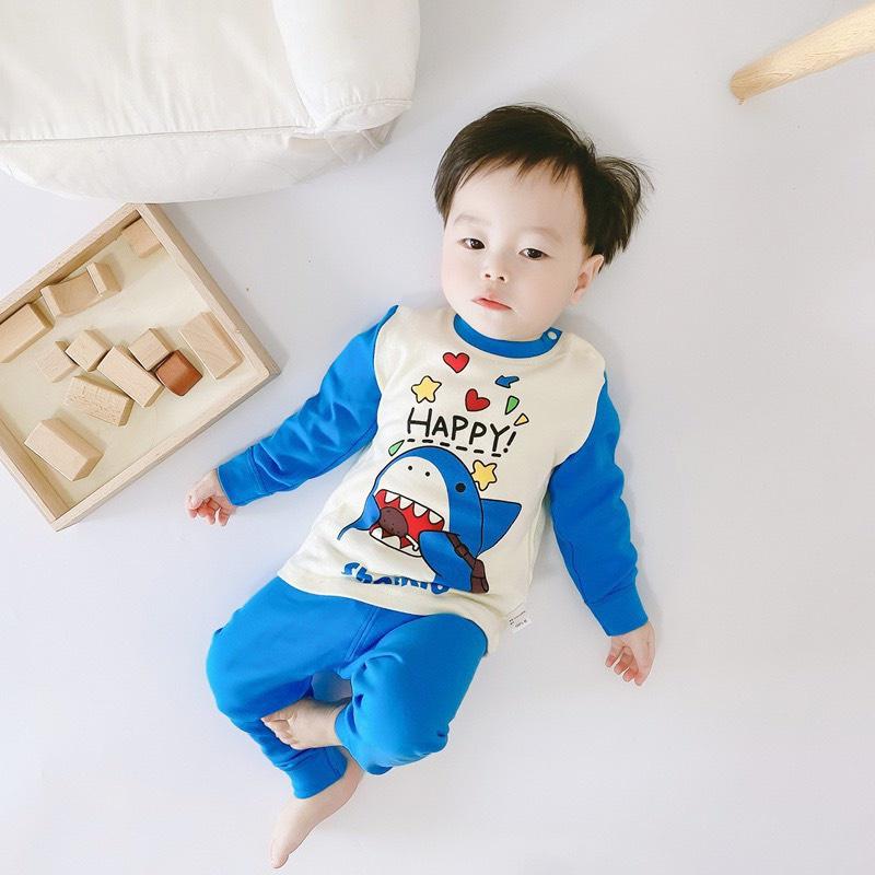 Bộ quần áo cotton mềm co giãn cho bé trai bé gái quần áo thu đông