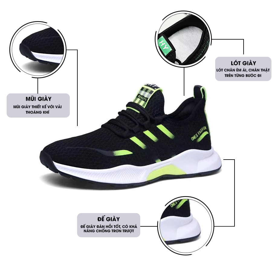 Giày Thể Thao Nam GEMI - Giày Sneaker Màu Xanh Đen, Giày Thể Thao Độ Đàn Hồi Tốt, Chống Trơn - G5015