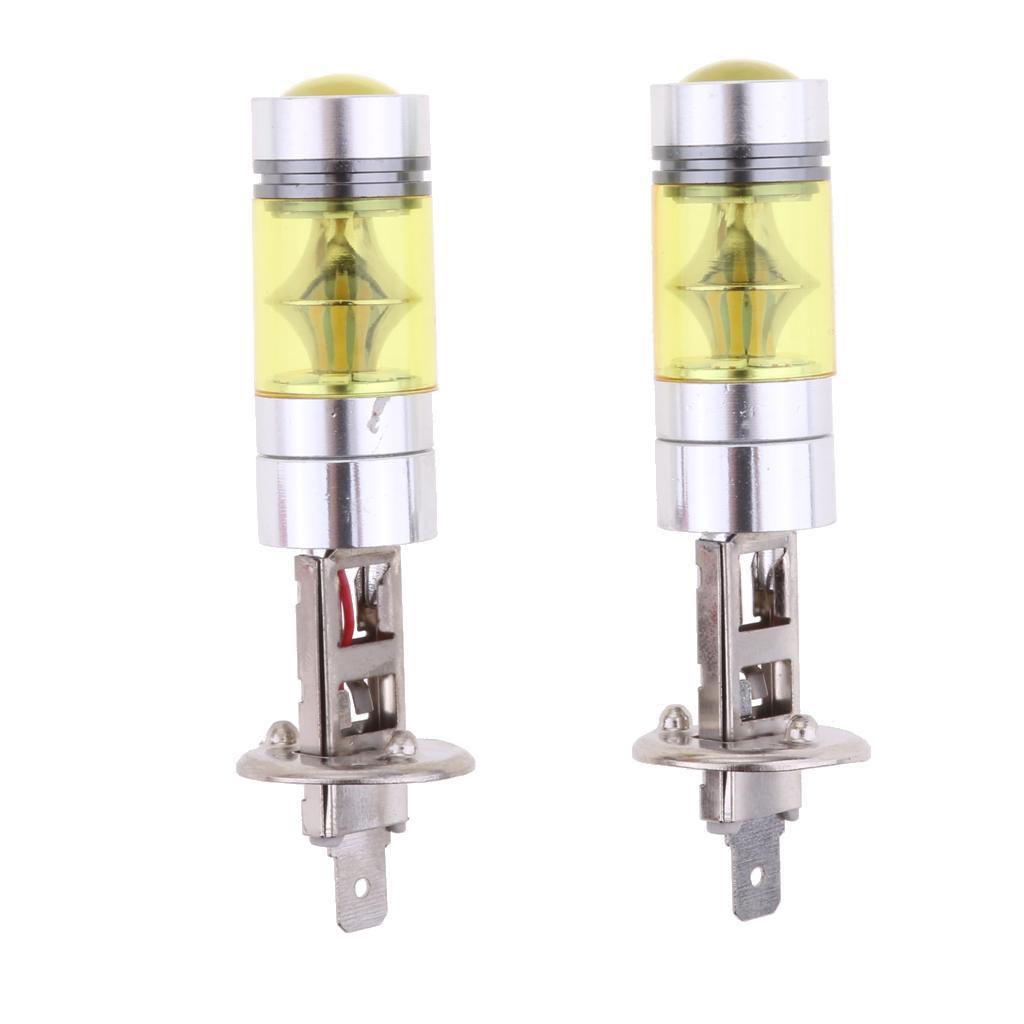 2 Pieces H1 20LED 100W Yellow Projector Fog Driving Light & H1 3014 24SMD