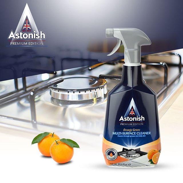 Tẩy dầu mỡ ASTONISH hương cam nước lau bếp từ hút mùi bàn ăn C6790