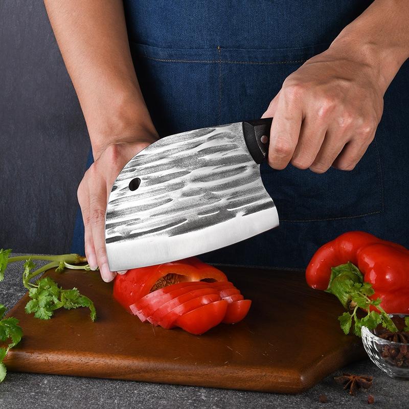 Dao bếp thái chặt gà vịt không rỉ , mặt dao dập chìm hoa văn phong thủy, giữ sắc bền -TOPCOMSHOP - TR5 tc