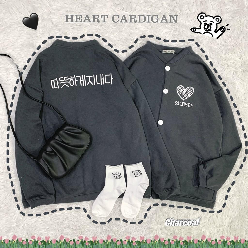 Cardigan Áo Khoác Nỉ Hàn Quốc HEART Trái Tim Unisex