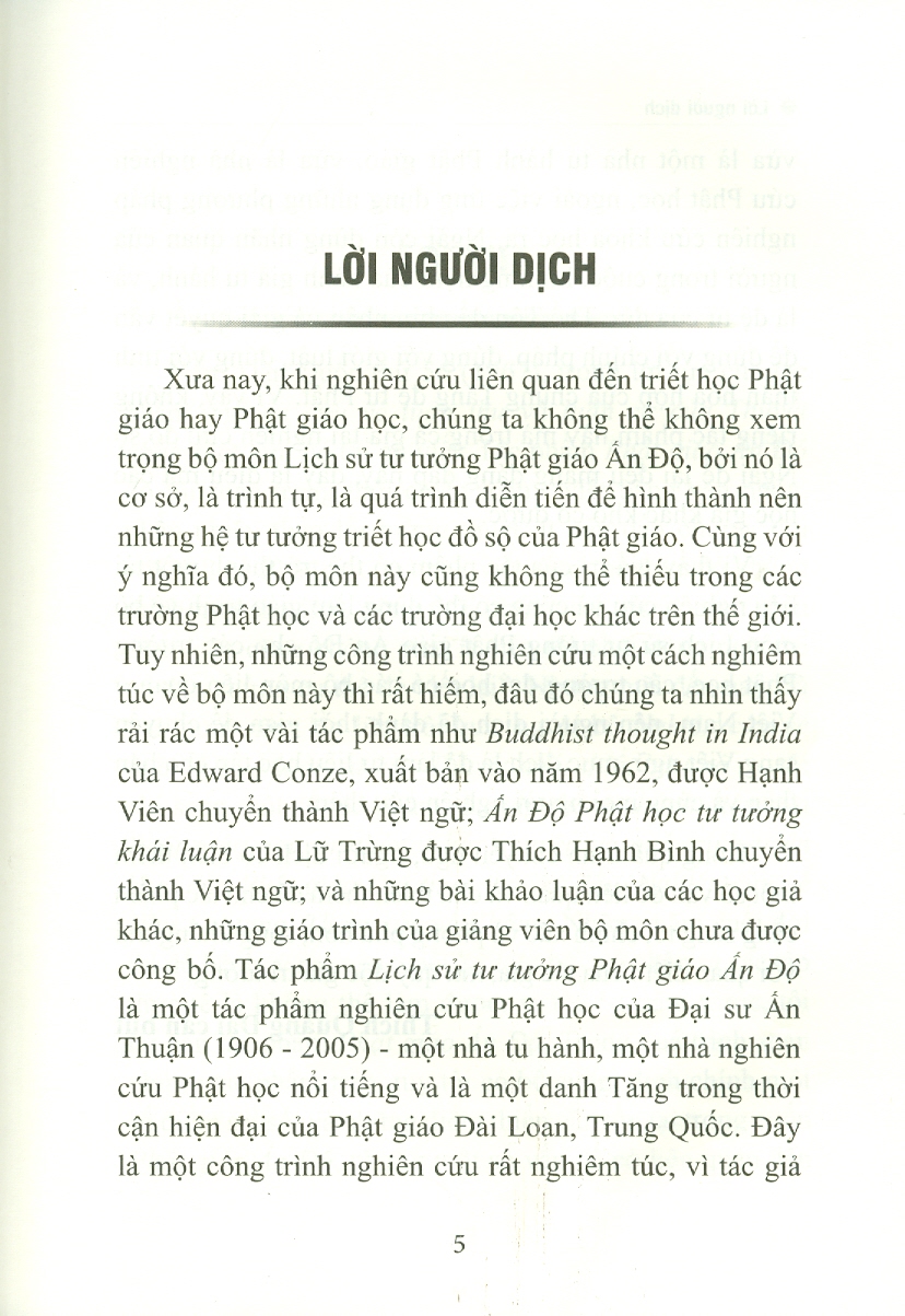 LỊCH SỬ TƯ TƯỞNG PHẬT GIÁO ẤN ĐỘ - Tập 1