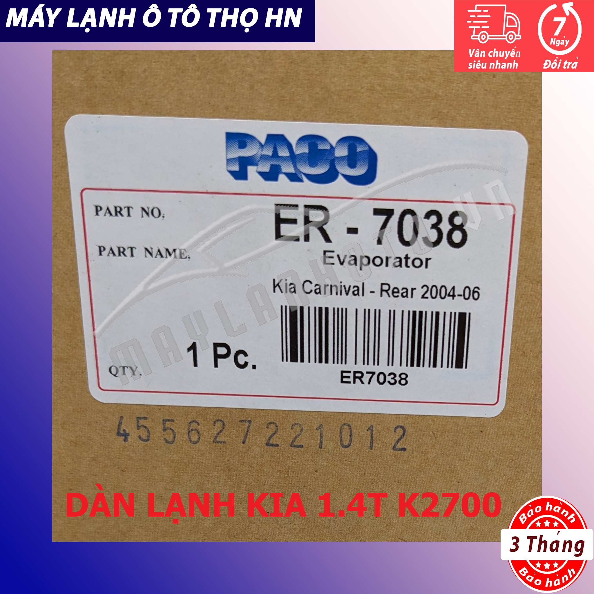 Dàn  lạnh Kia 1,4 tấn K2700 - K3000  Hàng xịn Thái Lan