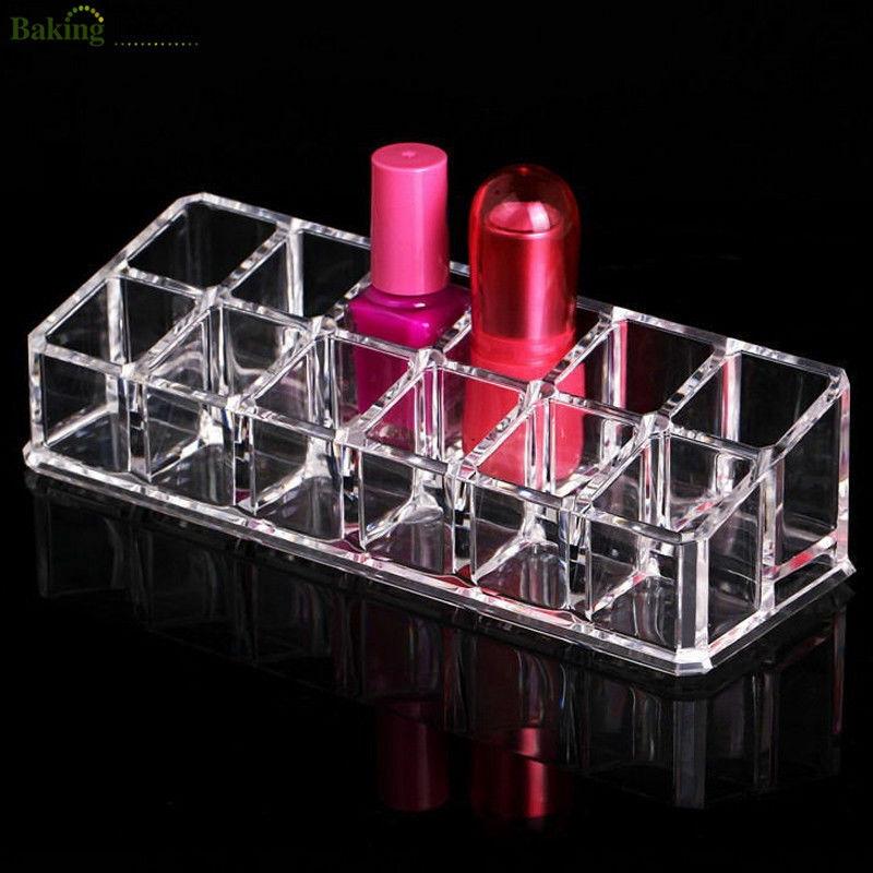 Khay Nhựa Acrylic Trong Suốt 12 Ngăn Đựng Mỹ Phẩm Tiện Dụng