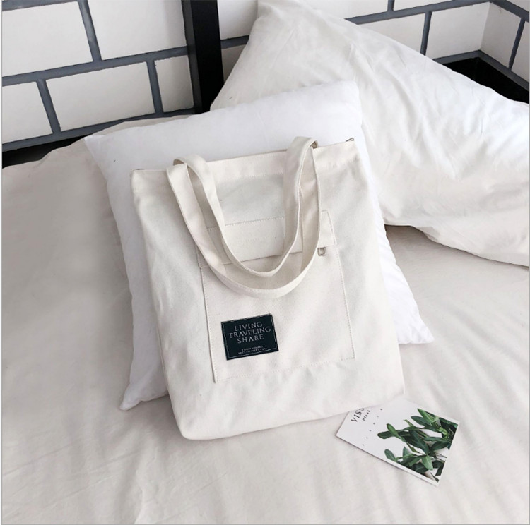 Túi Tote Đeo Chéo Vải Canvas Living Traveling Share Phong Cách Ulzzang Hàn Quốc BT17