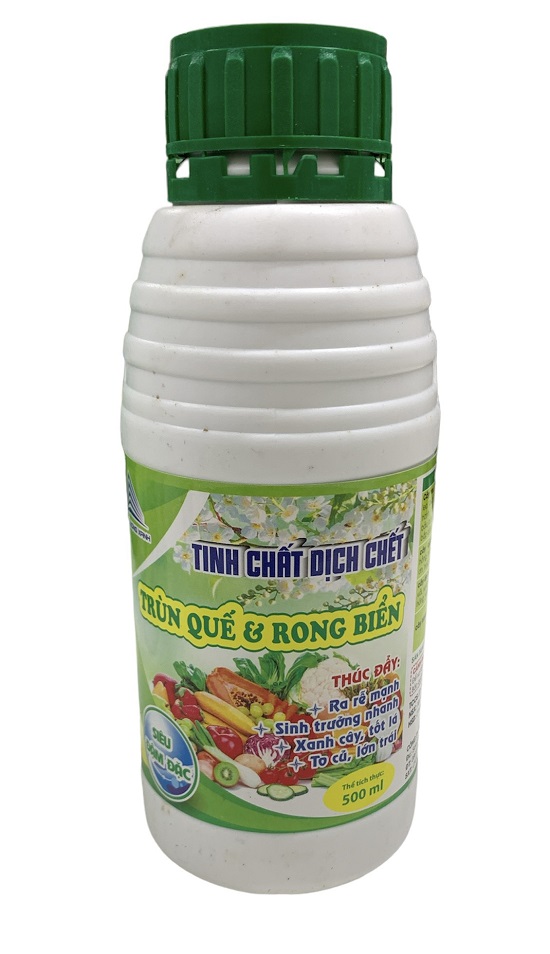 Dịch Trùn Quế Rong Biển - Chai 500ml, giúp to củ, lớn quả, cây ra rễ mạnh, xanh cây, tốt lá