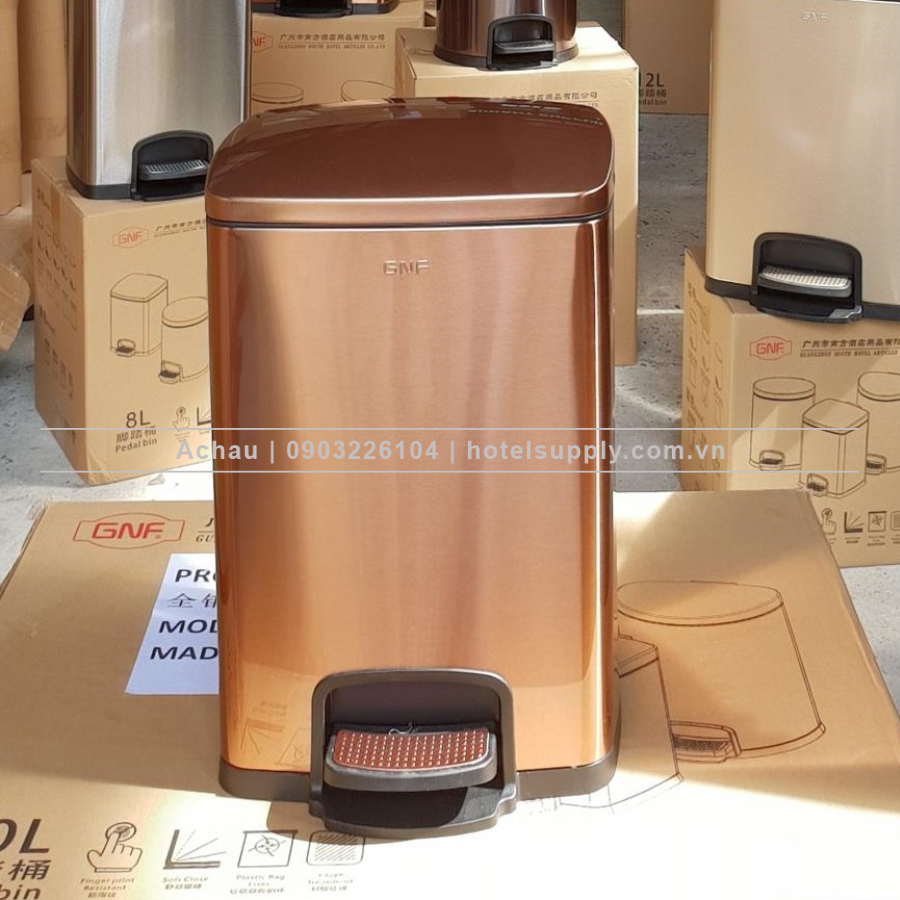 THÙNG RÁC GNF ĐẠP CHÂN HÌNH VUÔNG, CÁC DUNG TÍCH 5L, 8L, 12L, 20L, 30L, NẮP ĐÓNG ÊM, 4 MÀU SẮC