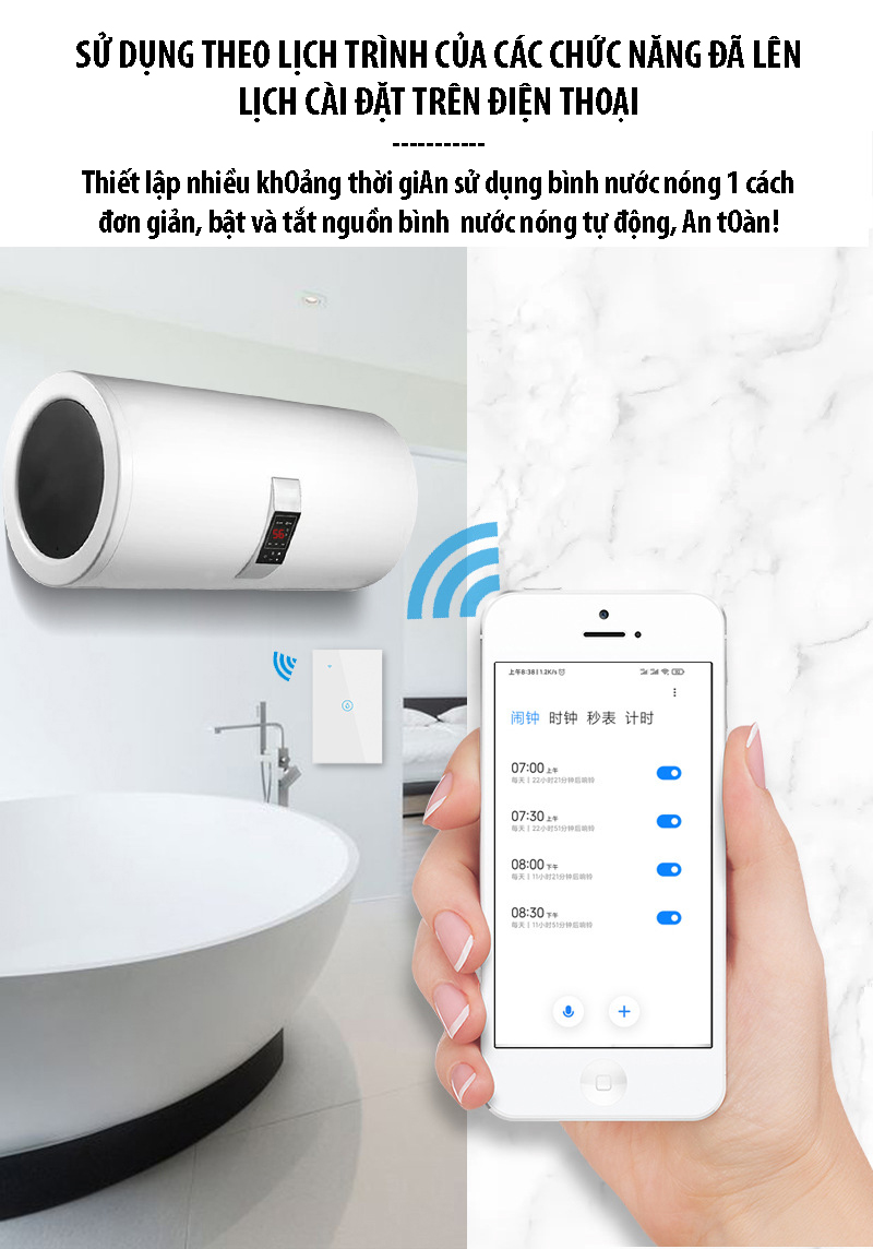 Công tắc điều khiển máy nóng lạnh từ xa kết nối wifi/3G/4G bằng điện thoại di động