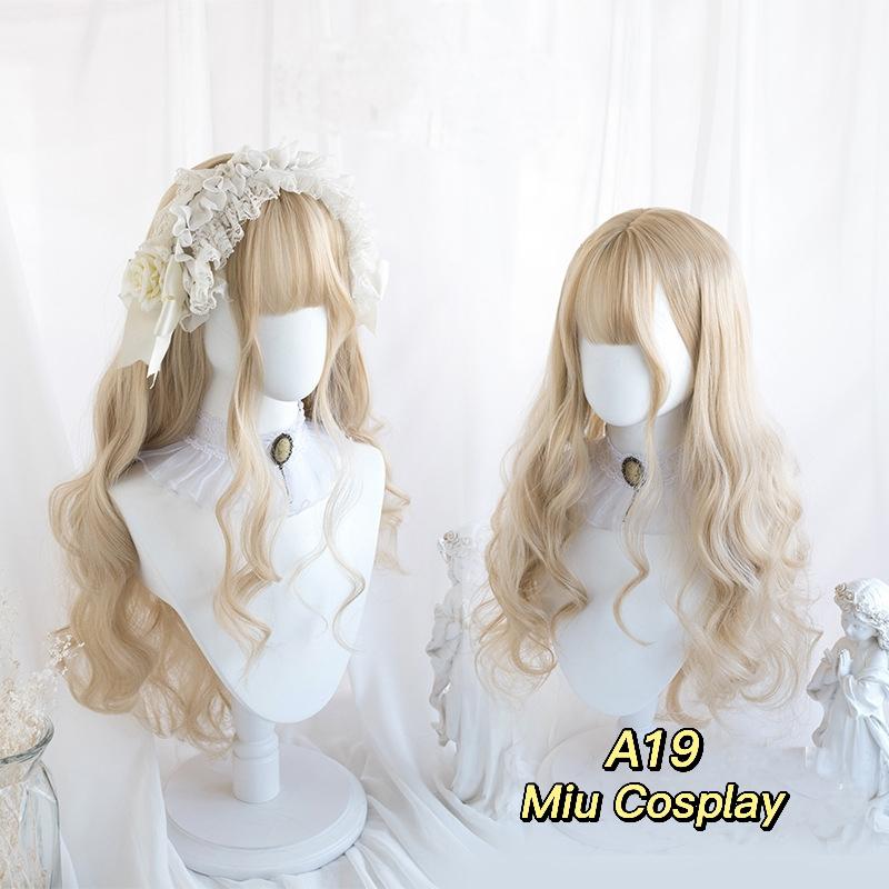 Wig/Tóc giả xoăn sóng màu trà nữ tính tiểu thư - A19 Nguyên đầu tên/lolita