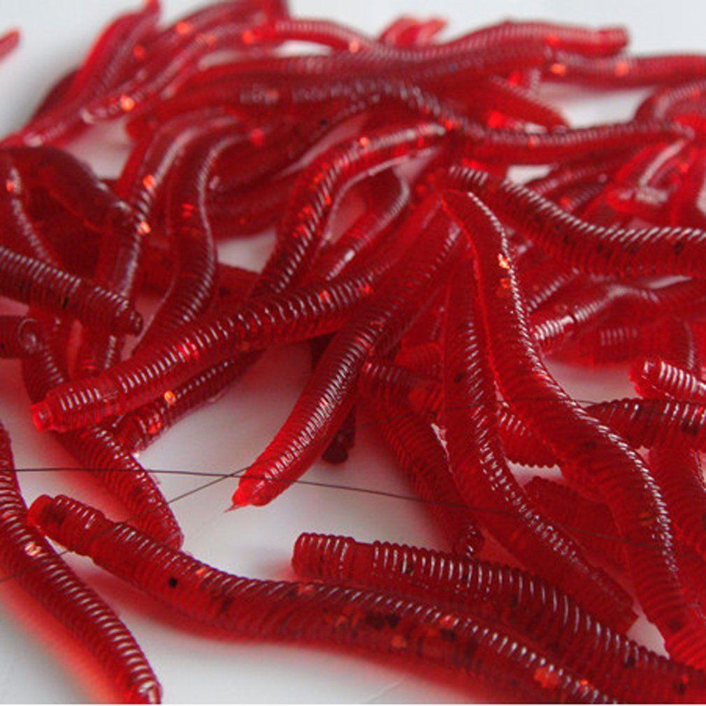 100Pcs Soft Earthworm Fishing Worm Lures Crankbaits for Freshwater and Saltwater