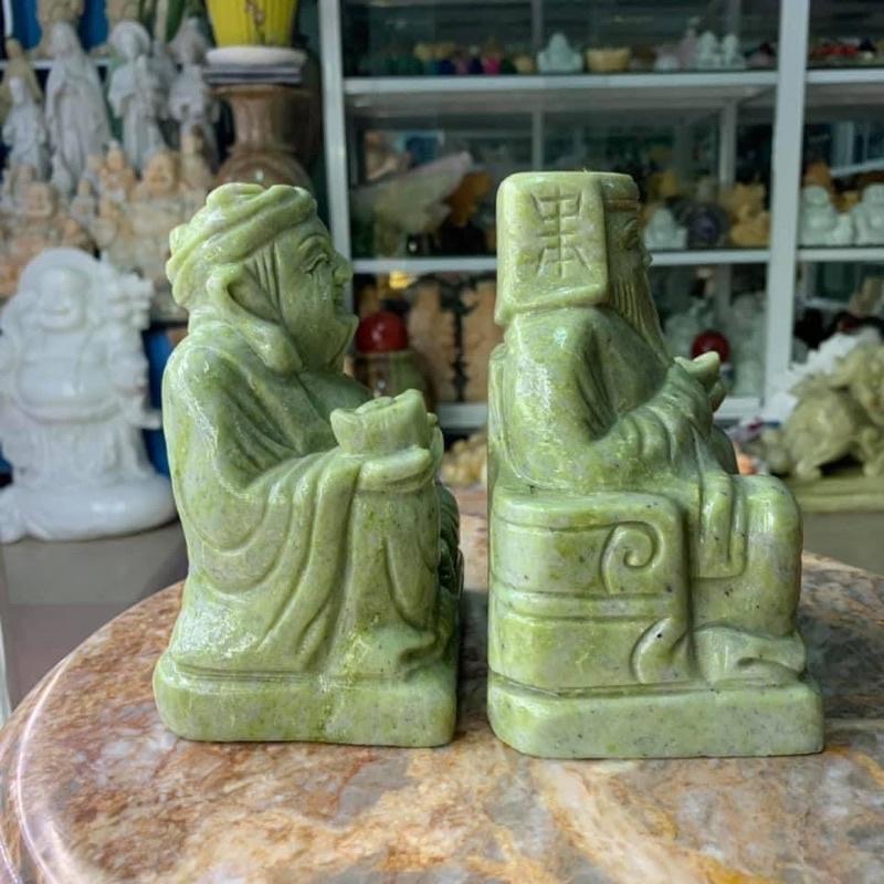 Bộ Thần Tài, Thổ Địa Đá Ngọc Serpentine - cao 16.5cm