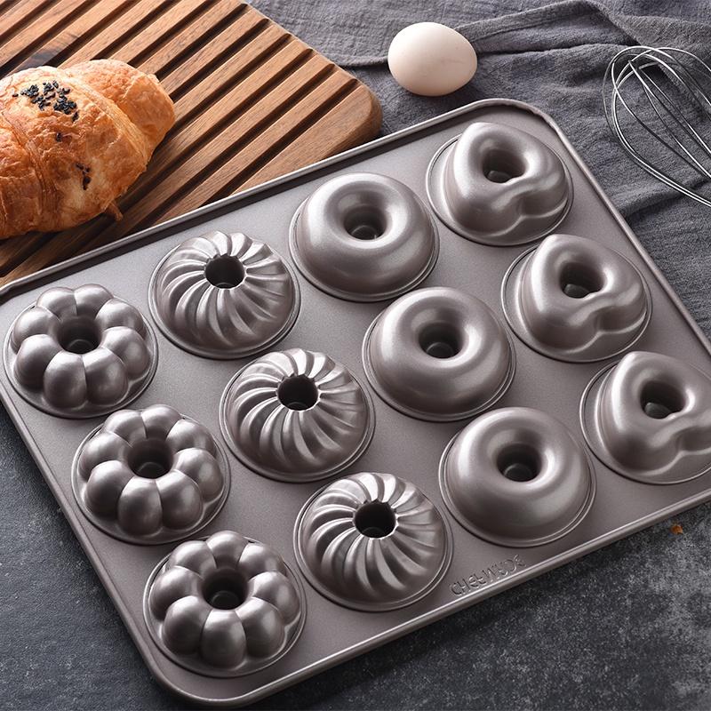 Khay Nướng Bánh Donut 12 Ô Hoa Văn Đẹp Chống Dính Cao Cấp